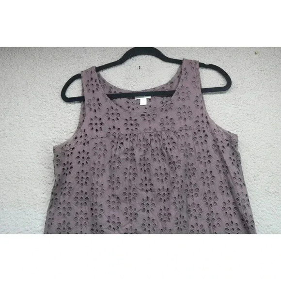 Garnet Hill Gray Eyelet Dress-Size 10-Lined - Picture 2 of 8